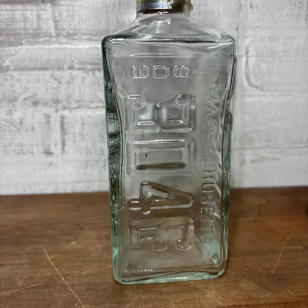 Vintage License Plate Glass Whiskey Decanter with Stopper